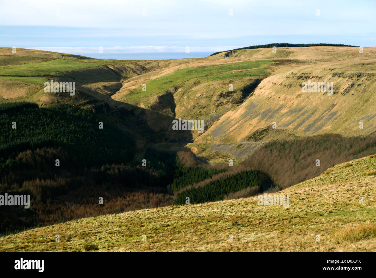 ogwr valley from craig y geifr, bwlch y clawdd, south wales valleys, uk ...