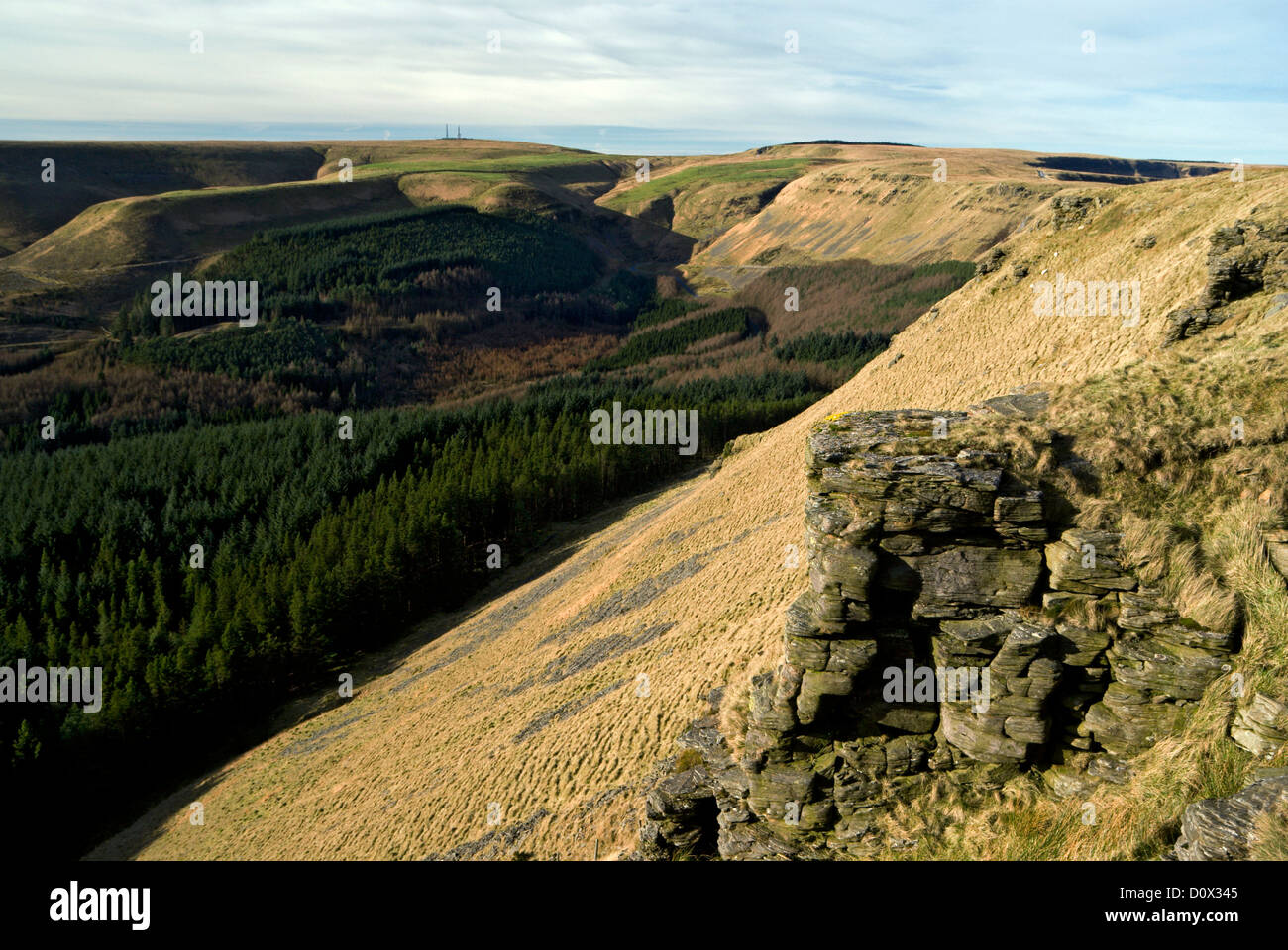 ogwr valley from craig y geifr, bwlch y clawdd, south wales valleys, uk ...