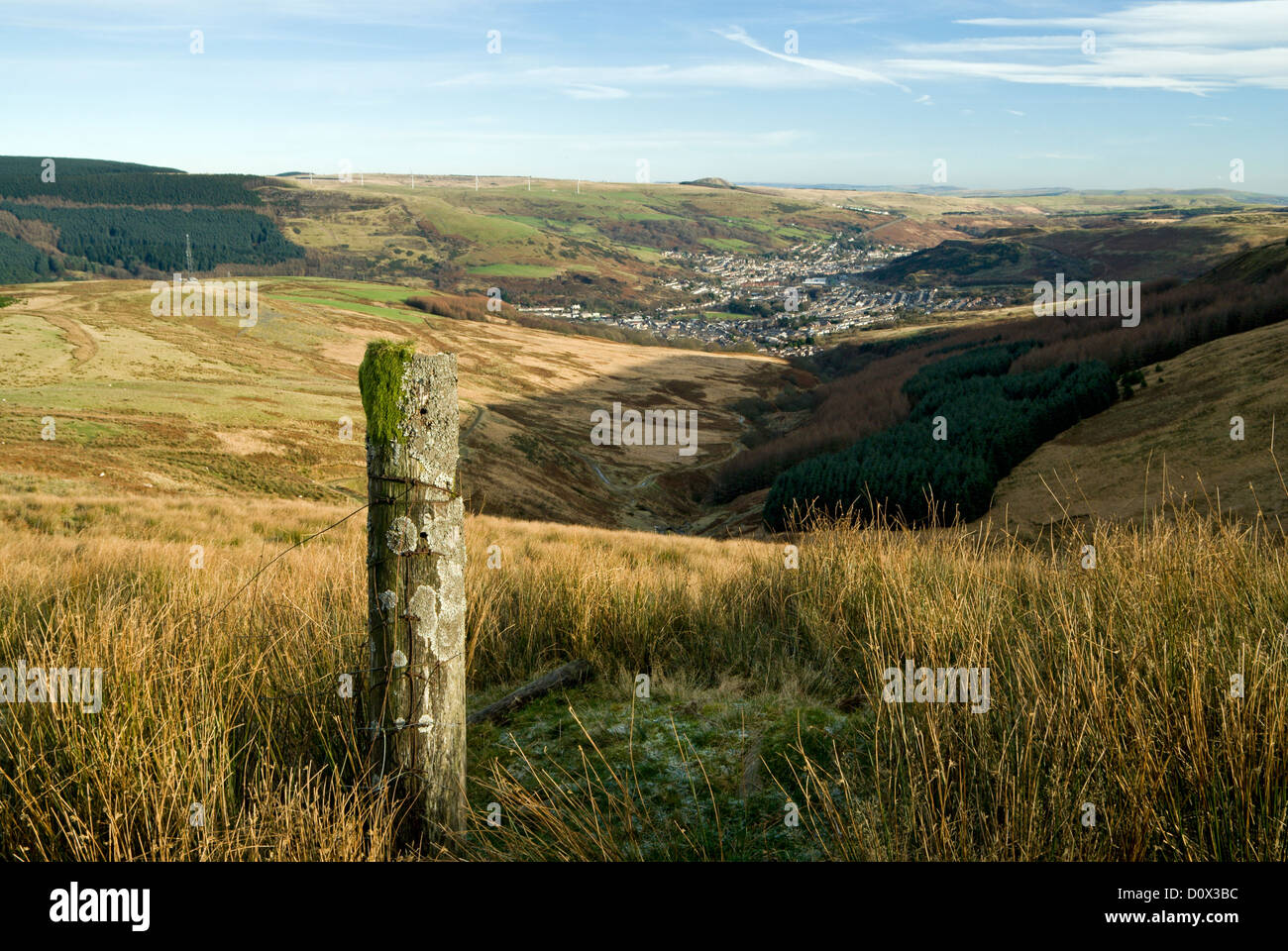 ton pentre and ystrad from mynydd maendy rhondda valley south wales uk
