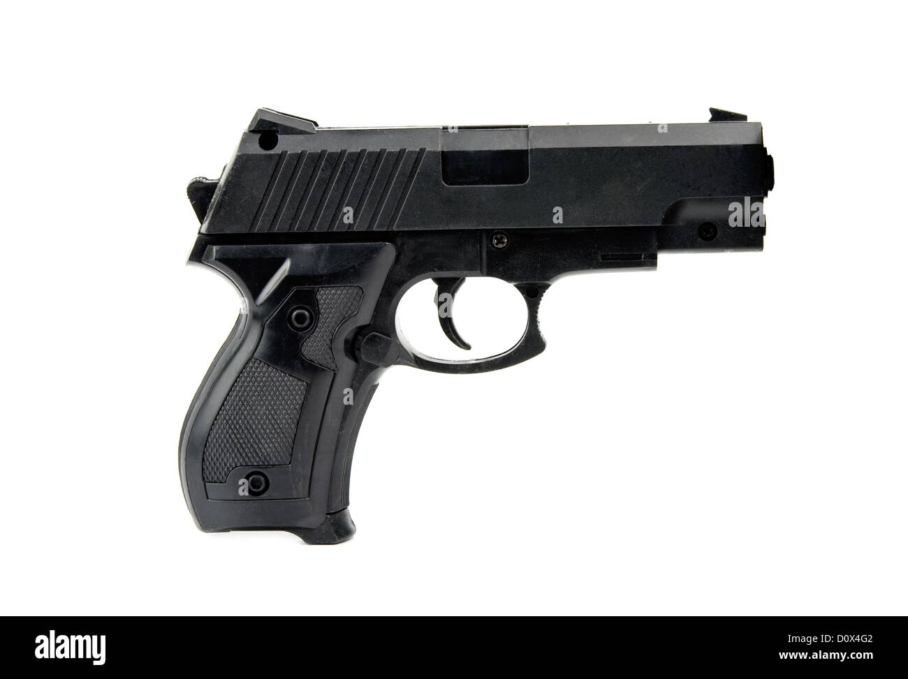 black handgun is isolated on white Stock Photo Alamy