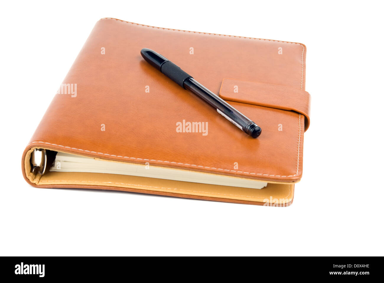 notebook and pen isolated on white background Stock Photo
