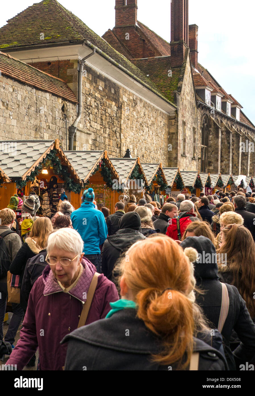 Winchester Christmas Market located next to Winchester Cathedral in
