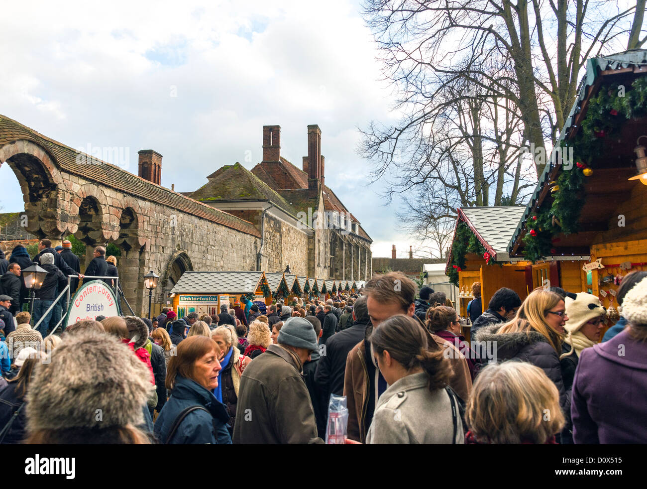 Winchester Christmas Market located next to Winchester Cathedral in
