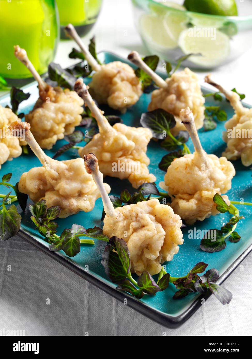 French trimmed chicken wings battered deep fried canapes hires stock