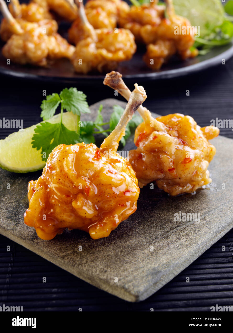 Angel wings deep fried battered chicken canapes hires stock