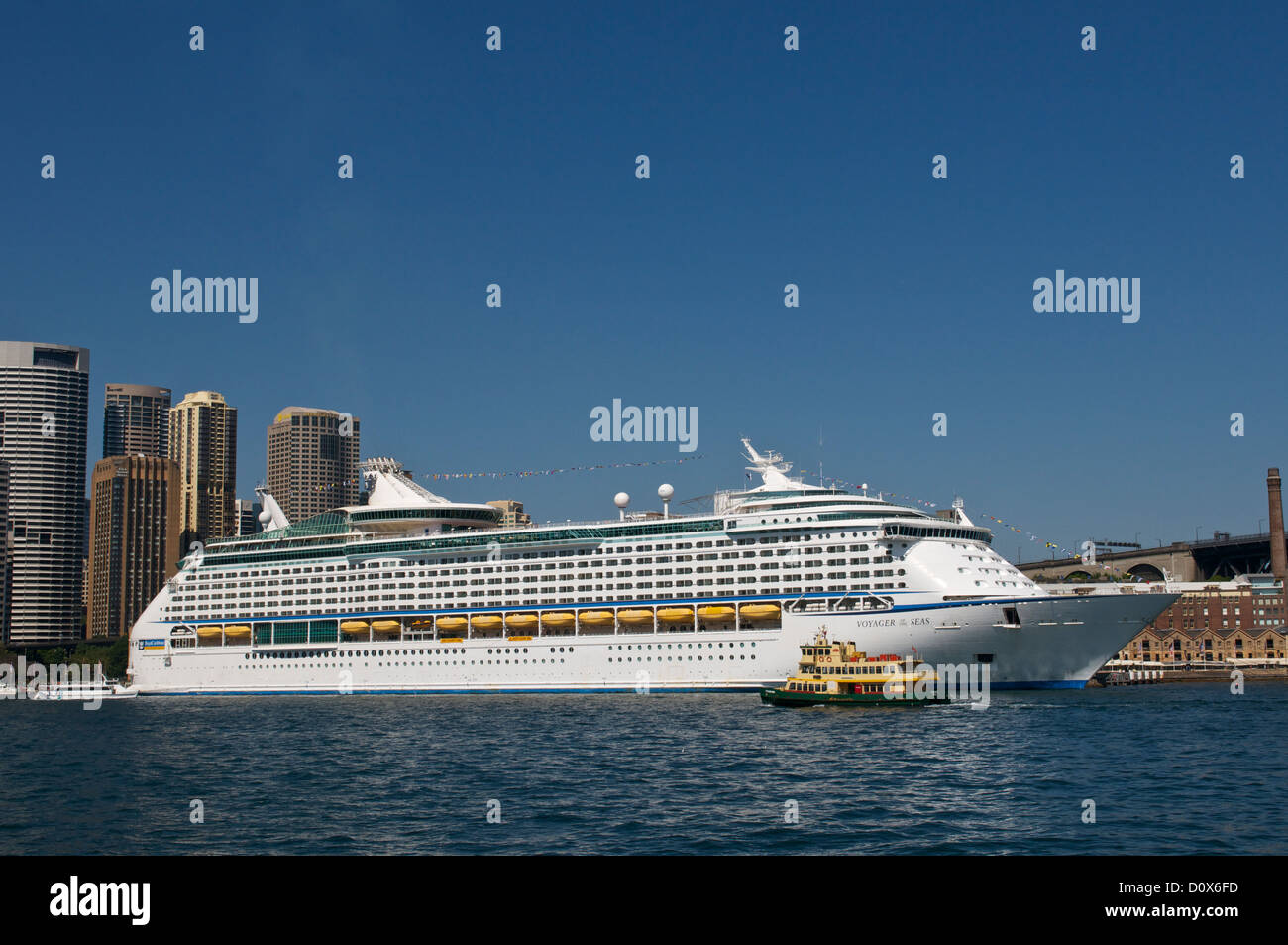 Cruise liner 'Voyager of the Seas' berthed in Circular Quay Sydney Australia Stock Photo