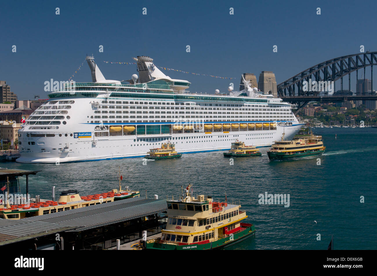 Cruise Liner Voyager Of The Seas Berthed In Circular Quay Sydney Australia Stock Photo Alamy