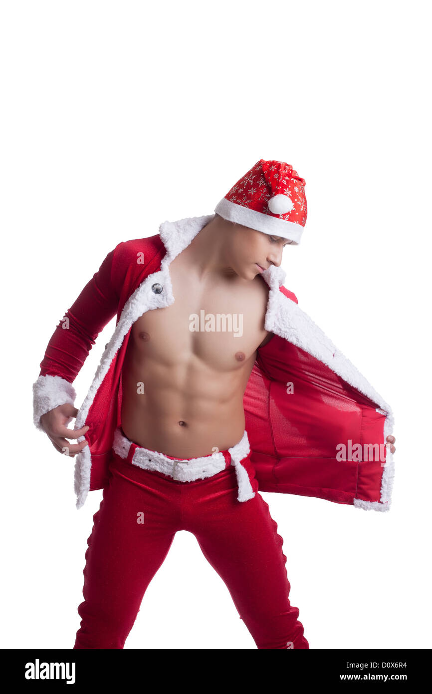 sexy man undress santa claus dress Stock Photo - Alamy