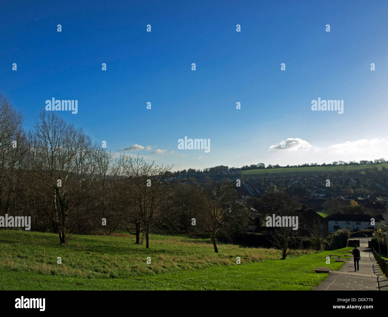 Aerial view of Guildford from Cathedral Hill showing Park Barn in