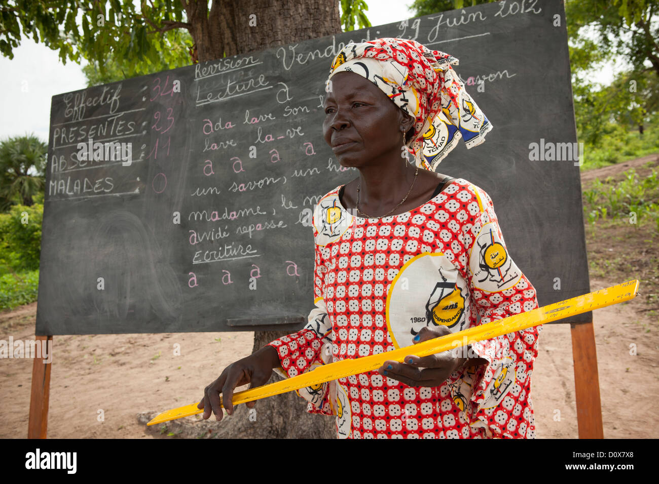 Women learn reading and writing in an adult education class in Doba, Chad, Africa Stock Photo