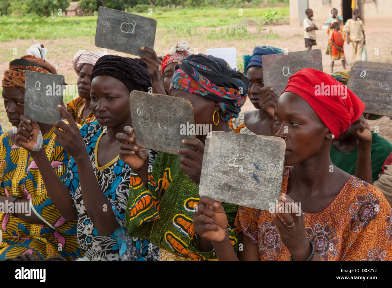 Women learn reading and writing in an adult education class in Doba, Chad, Africa Stock Photo