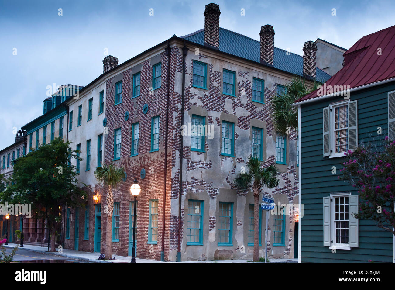 Colonial houses in historic Charleston,SC Stock Photo