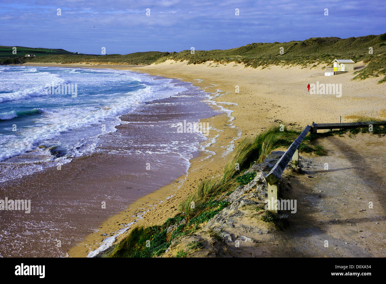 One of the seven beaches surrounding the coast at St Merryn, Cornwall. Stock Photo