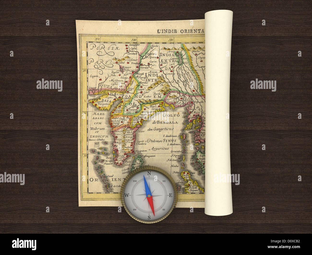 Old Map and Compass on the table Stock Photo - Alamy