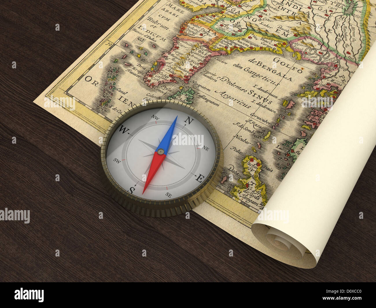 Old Map and Compass on the table Stock Photo - Alamy