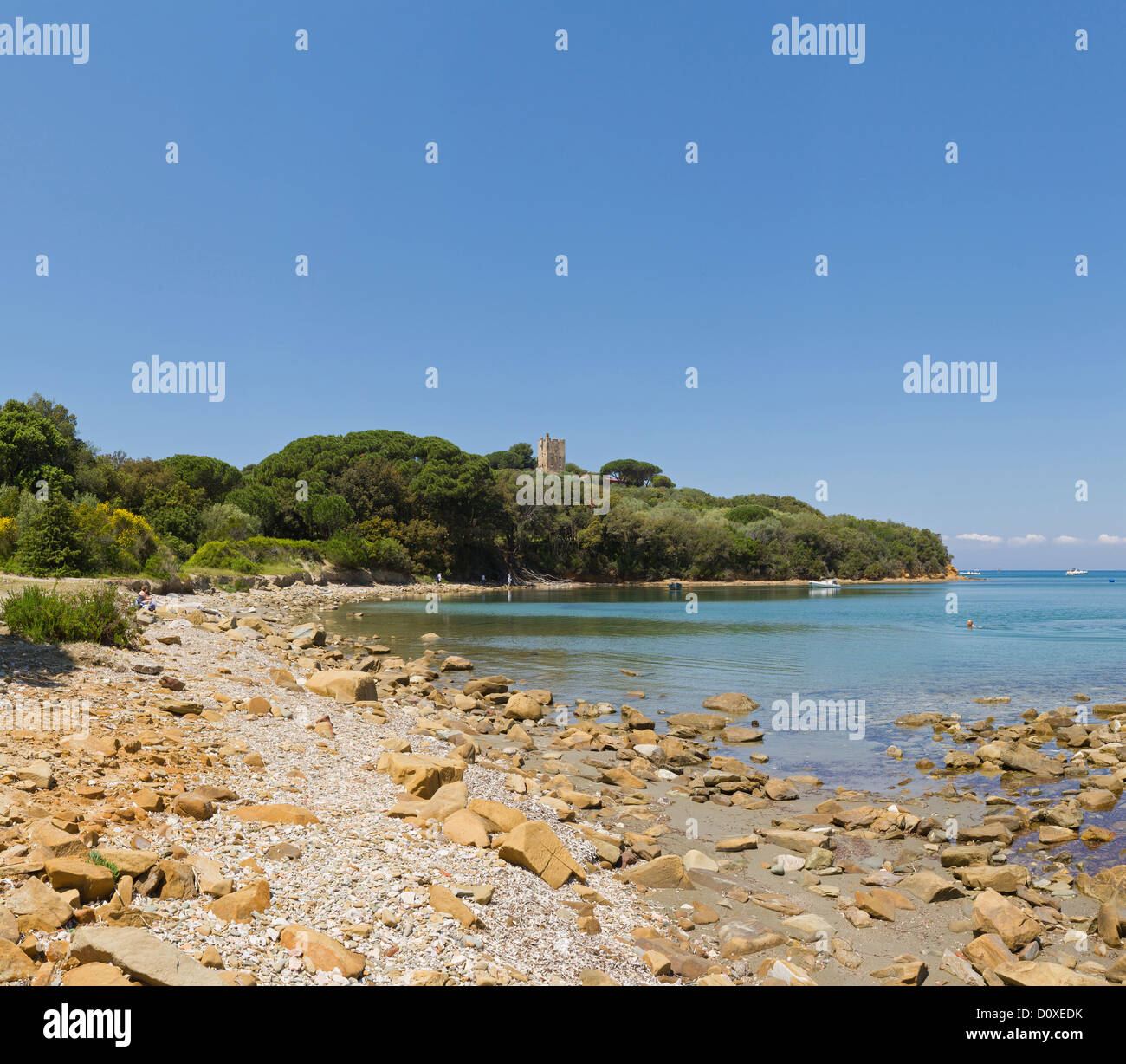 Punta Ala, Italy, Europe, Tuscany, Toscana, sea, shore, stones Stock Photo
