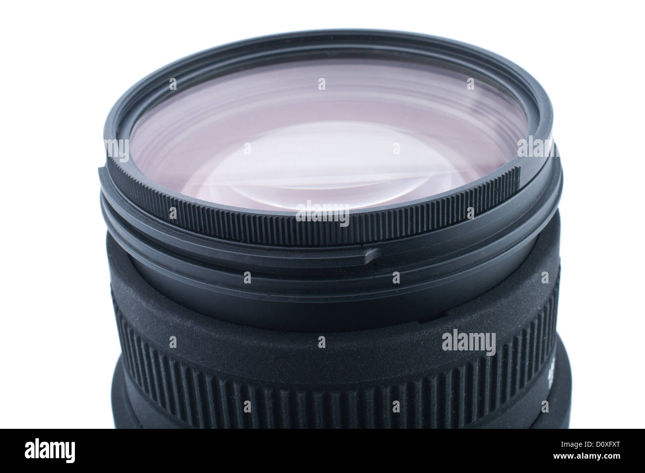 Close up of camera lens on white background Stock Photo