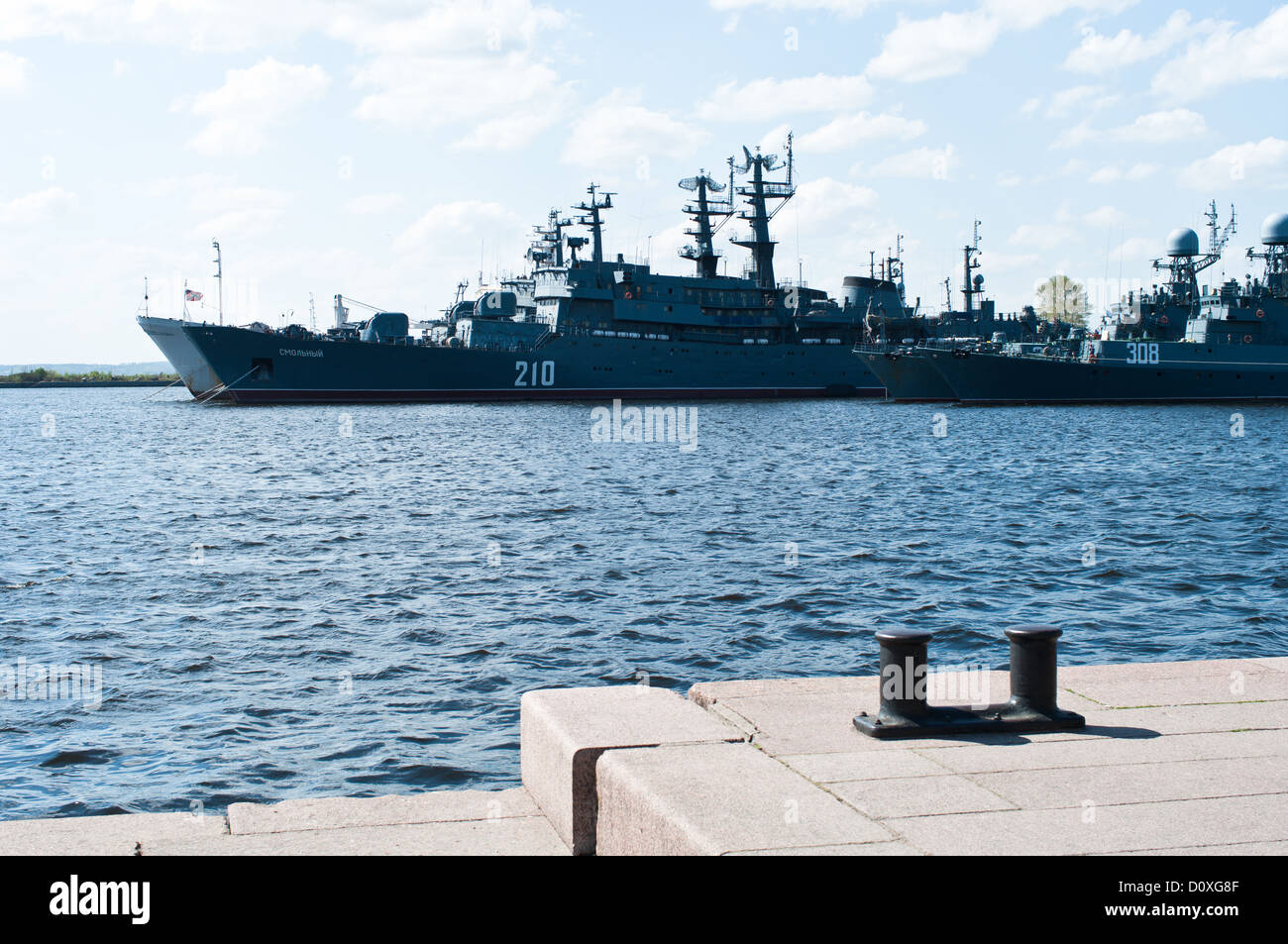 Russian warships in Kronstadt,St-Petersburg Stock Photo