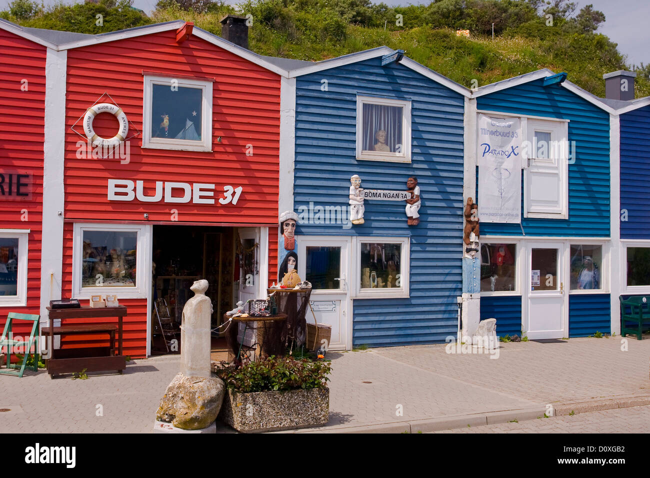 Germany outside Europe fishing houses fishing huts fishing house houses homes huts Helgoland Holstein lobster booths Stock Photo