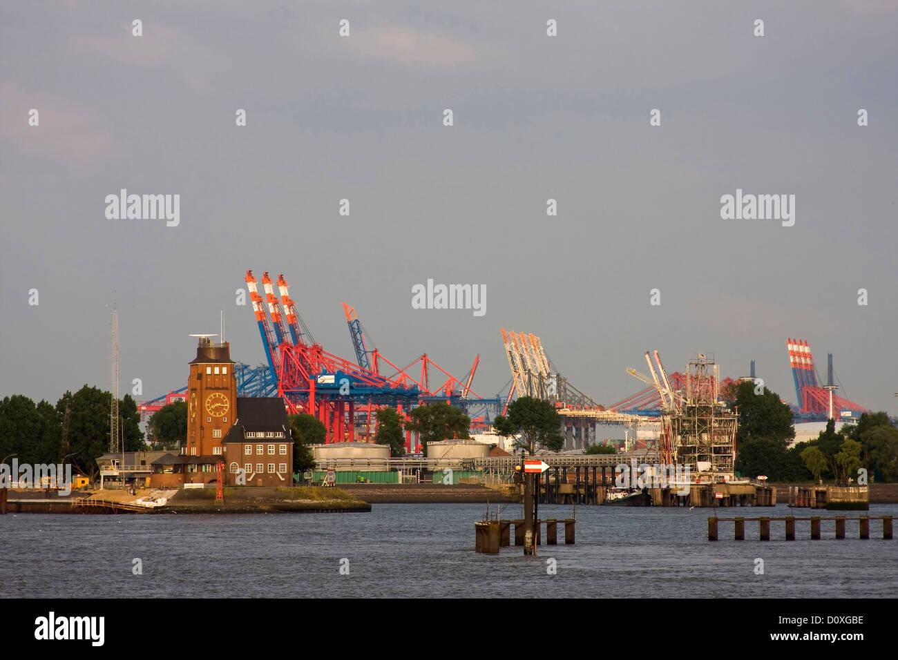 Burchardkai, business, container, container port, container terminal, container terminals, loading, Germany, outside, one, each Stock Photo