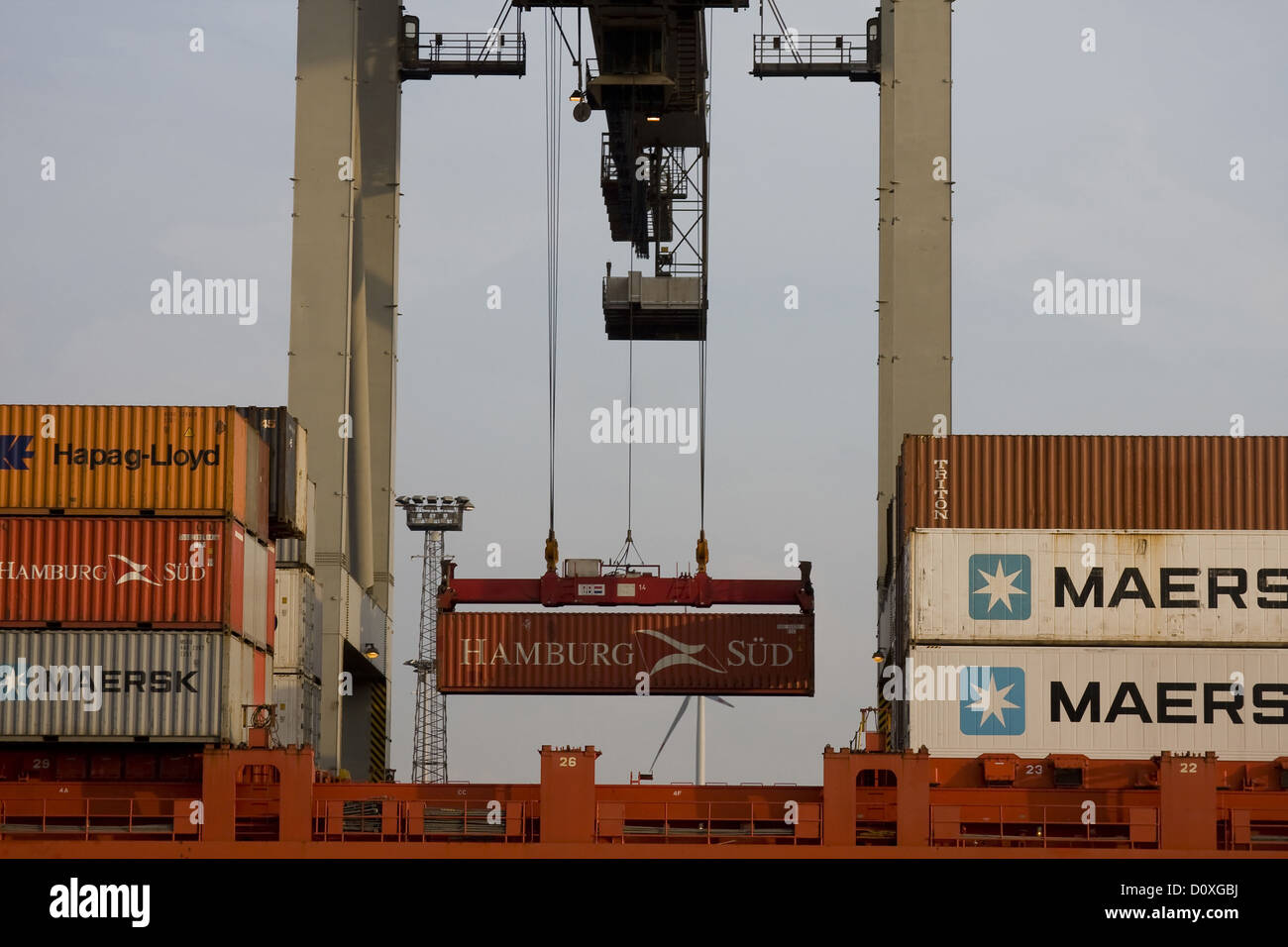 Burchardkai, business, container, container port, container terminal, container terminals, loading, Germany, outside, one, Hambu Stock Photo