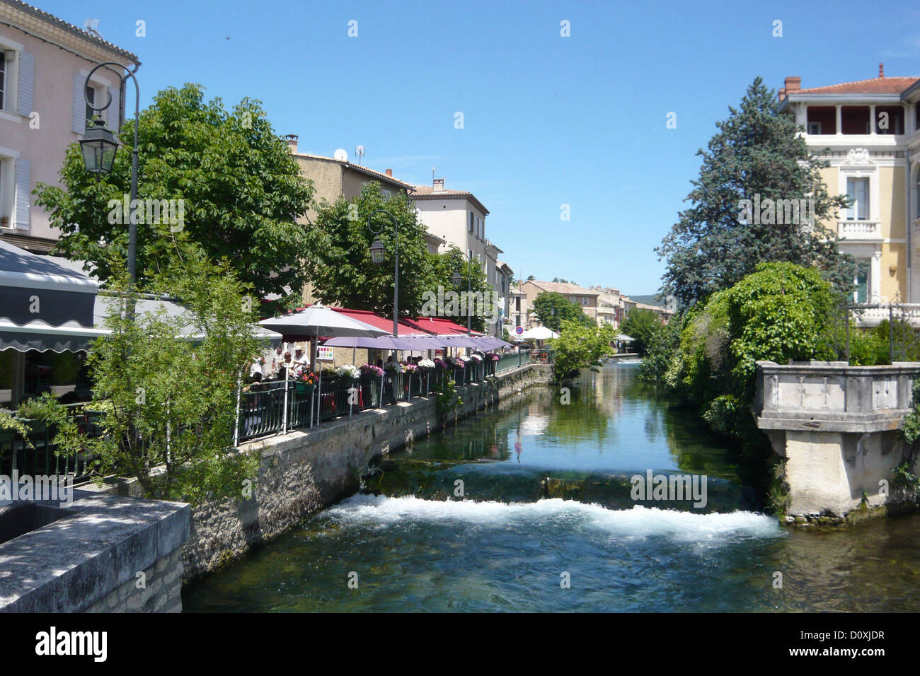 France, Europe, Provence, L'Isle-sur-la-Sorgue, Vaucluse, river, flow, idyllic Stock Photo