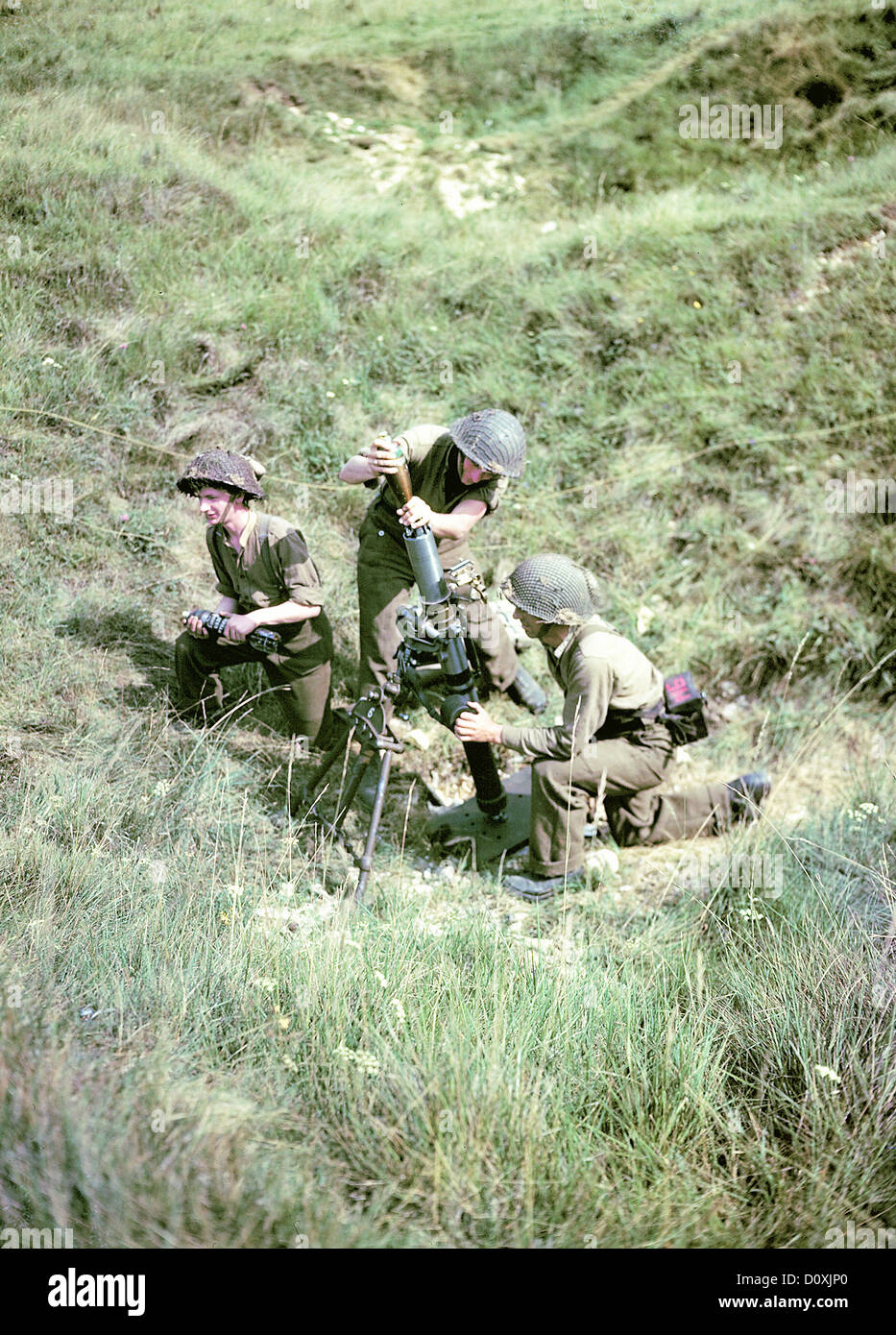 Operation, Overlord, Normandy, Canadian, Infantry, Juno Beach, Bernières-sur-Mer, D-Day, soldiers, World War II, Department Calv Stock Photo