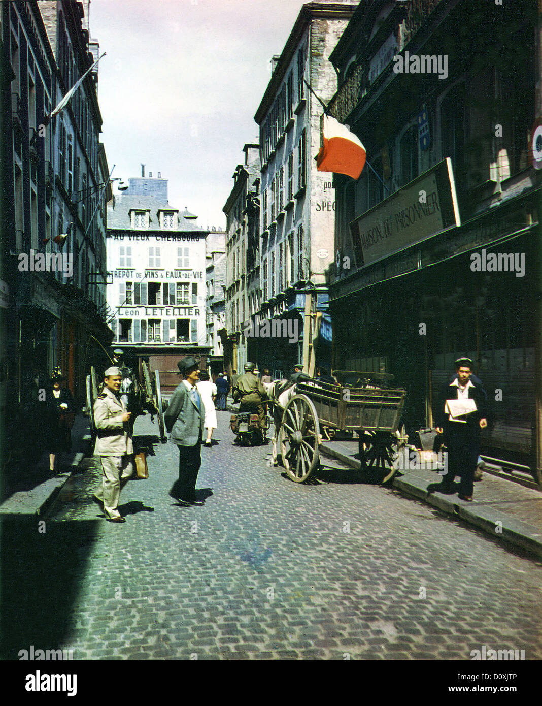 Operation Overlord, Cherbourg, military, liberated, horse, cart, World