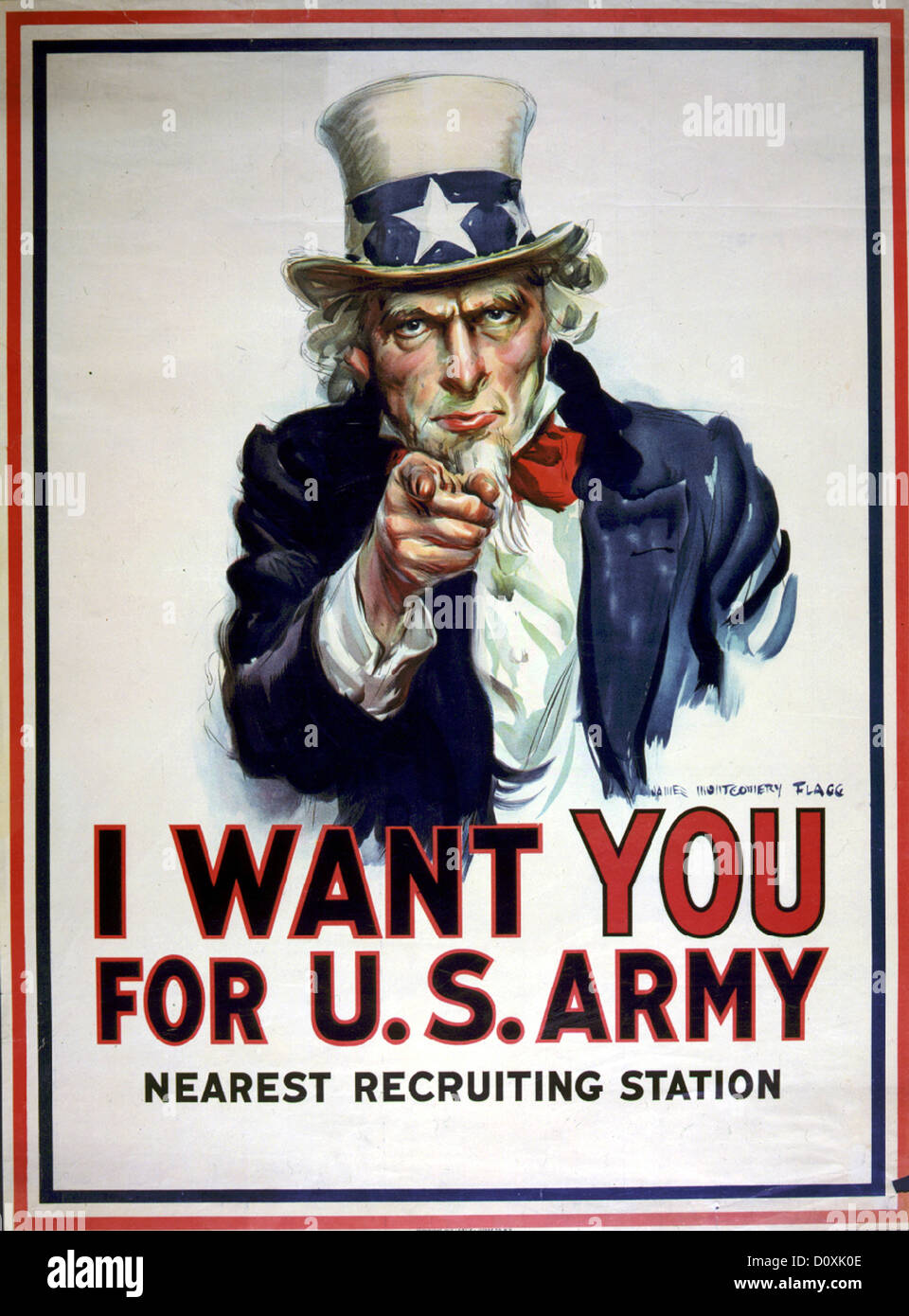 World War I, American, recruitment, poster, Uncle Sam pointing, finger, recruit soldiers, Army, USA, 1918, Stock Photo