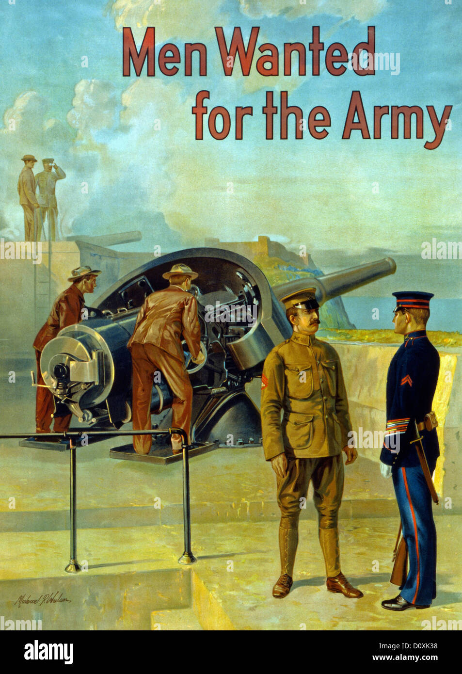 1915 Men Wanted Army WWI American Patriotic Wartime Advertisement Poster Print 