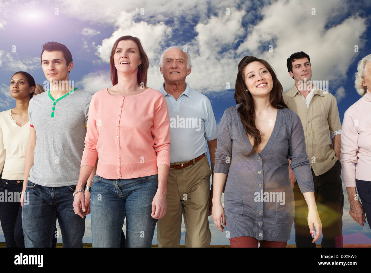 Group of people walking together Stock Photo - Alamy