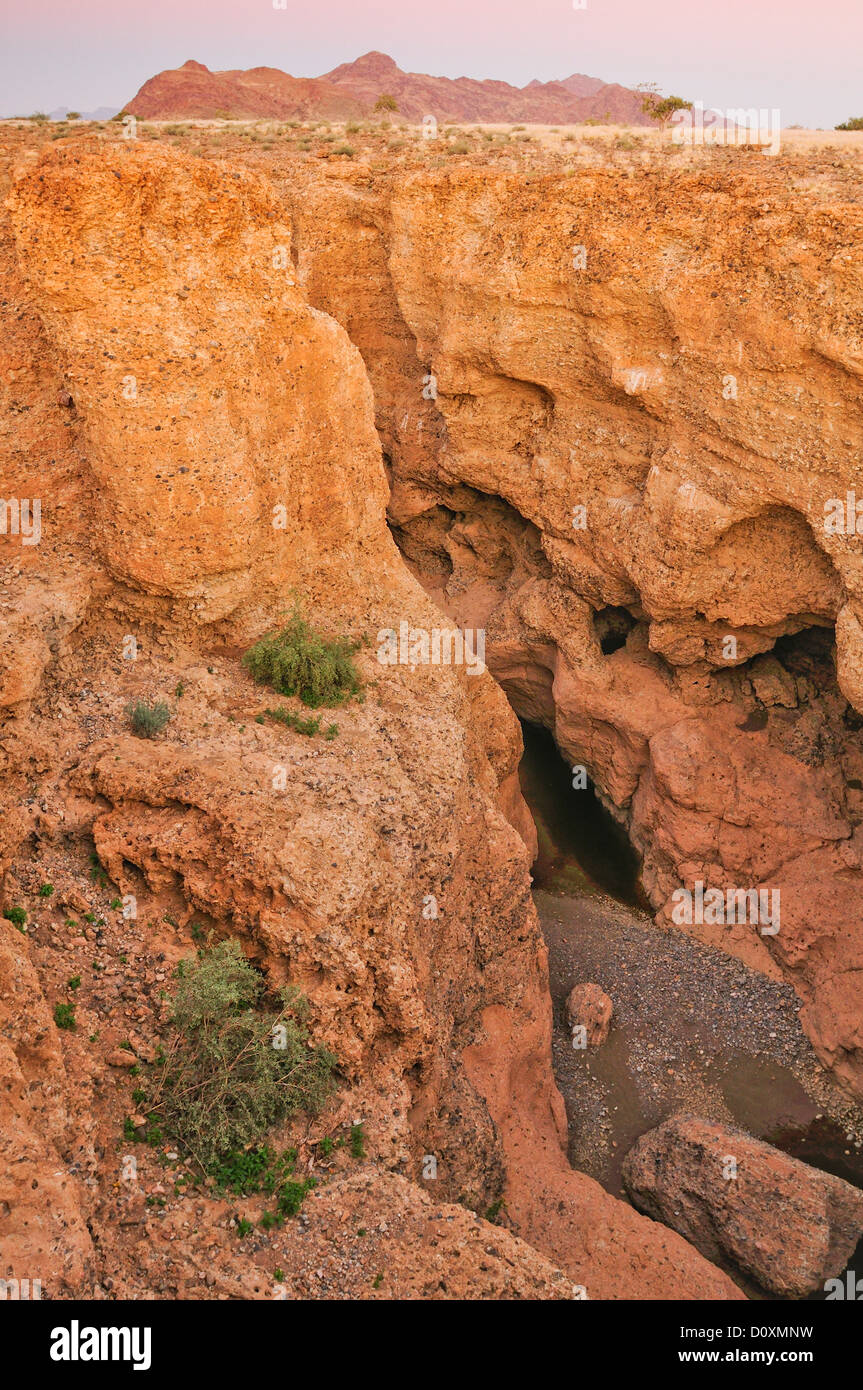 Africa, Namib, Naukluft, Park, Namibia, Rock, Sesriem, Canyon, cavern, caves, landscape, vertical Stock Photo