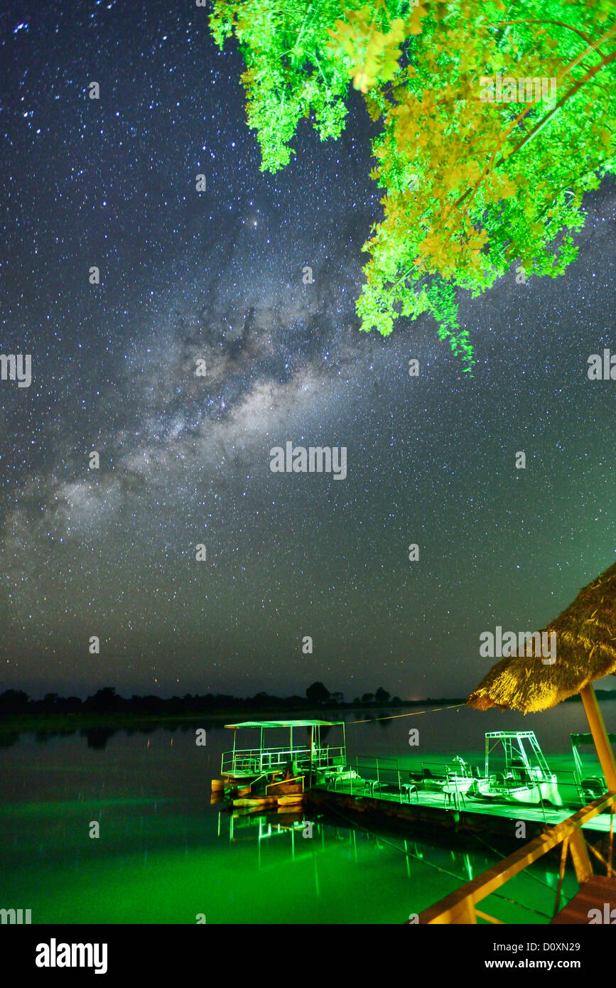 Africa, Southern, Namibia, Caprivi, night, sky, stars, astro, photography, spangled sky, starlit, Okavango, Stock Photo