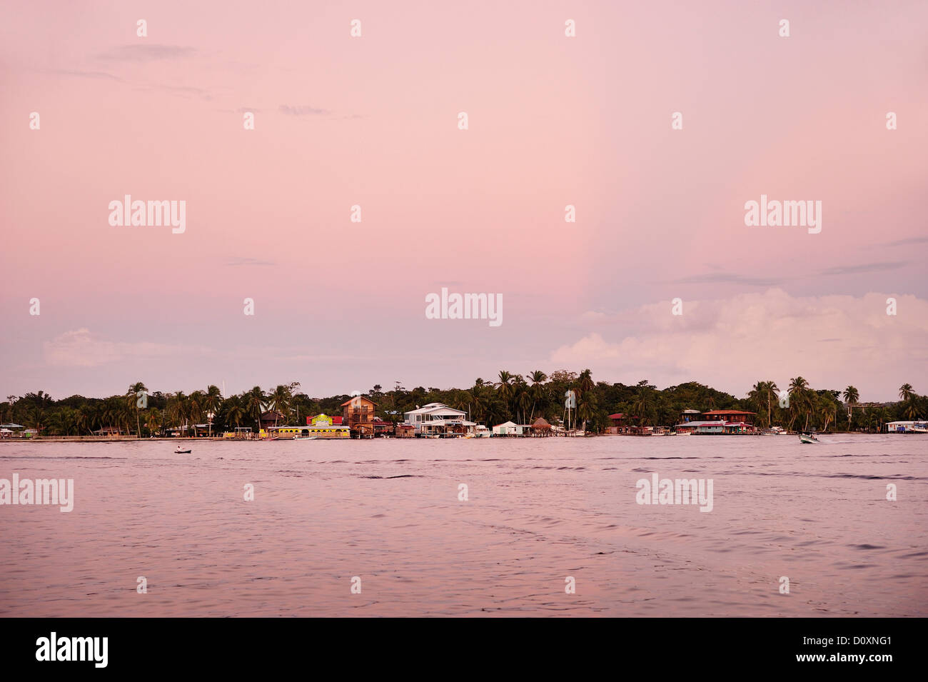 Sunset, colors, bay, Bocas del Toro, Isla Colon, Panama, Central America, Stock Photo