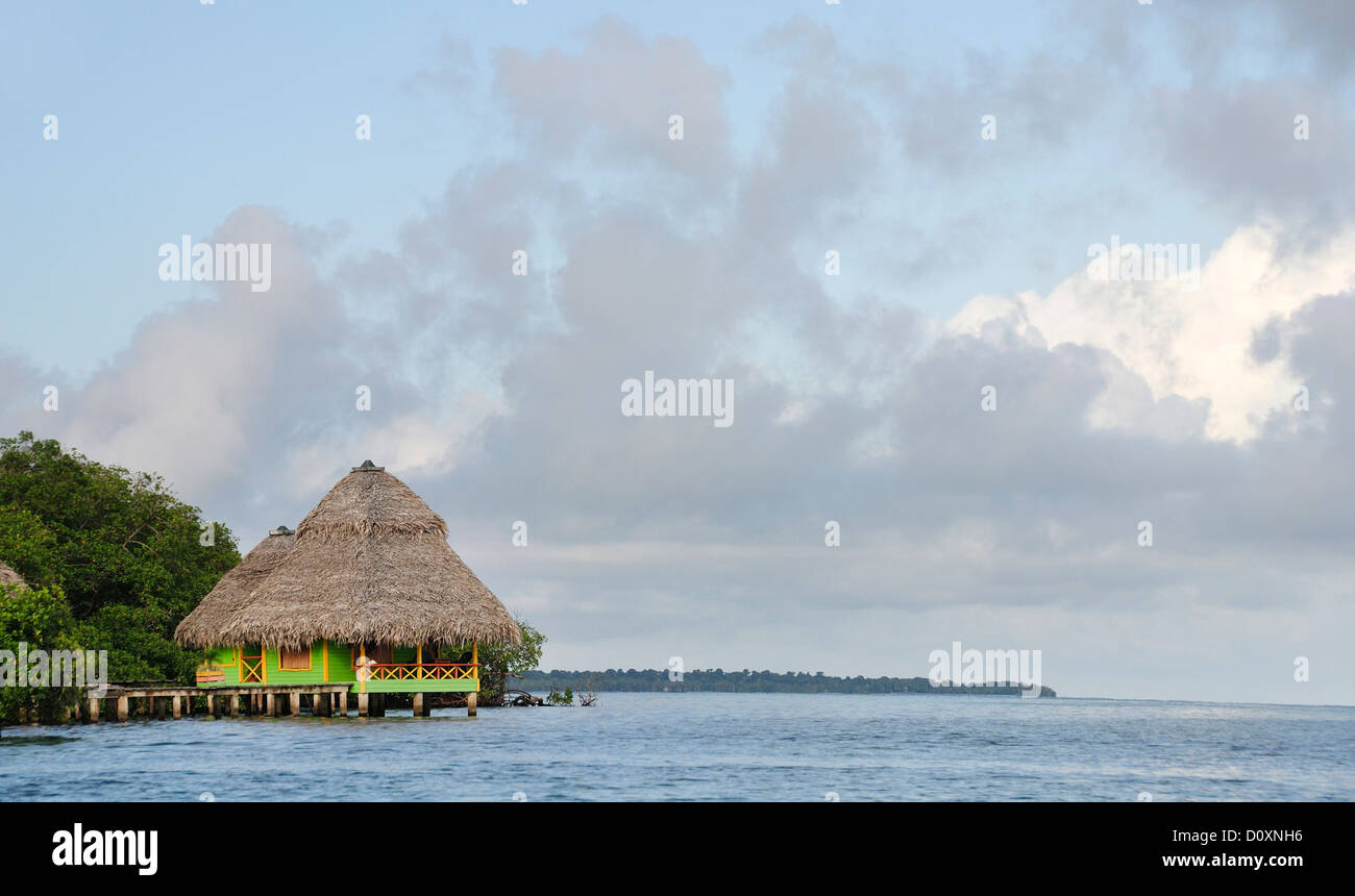 Hotel, Coral Key, Caribbean Sea, Bocas del Toro, Panama, Central America, Stock Photo