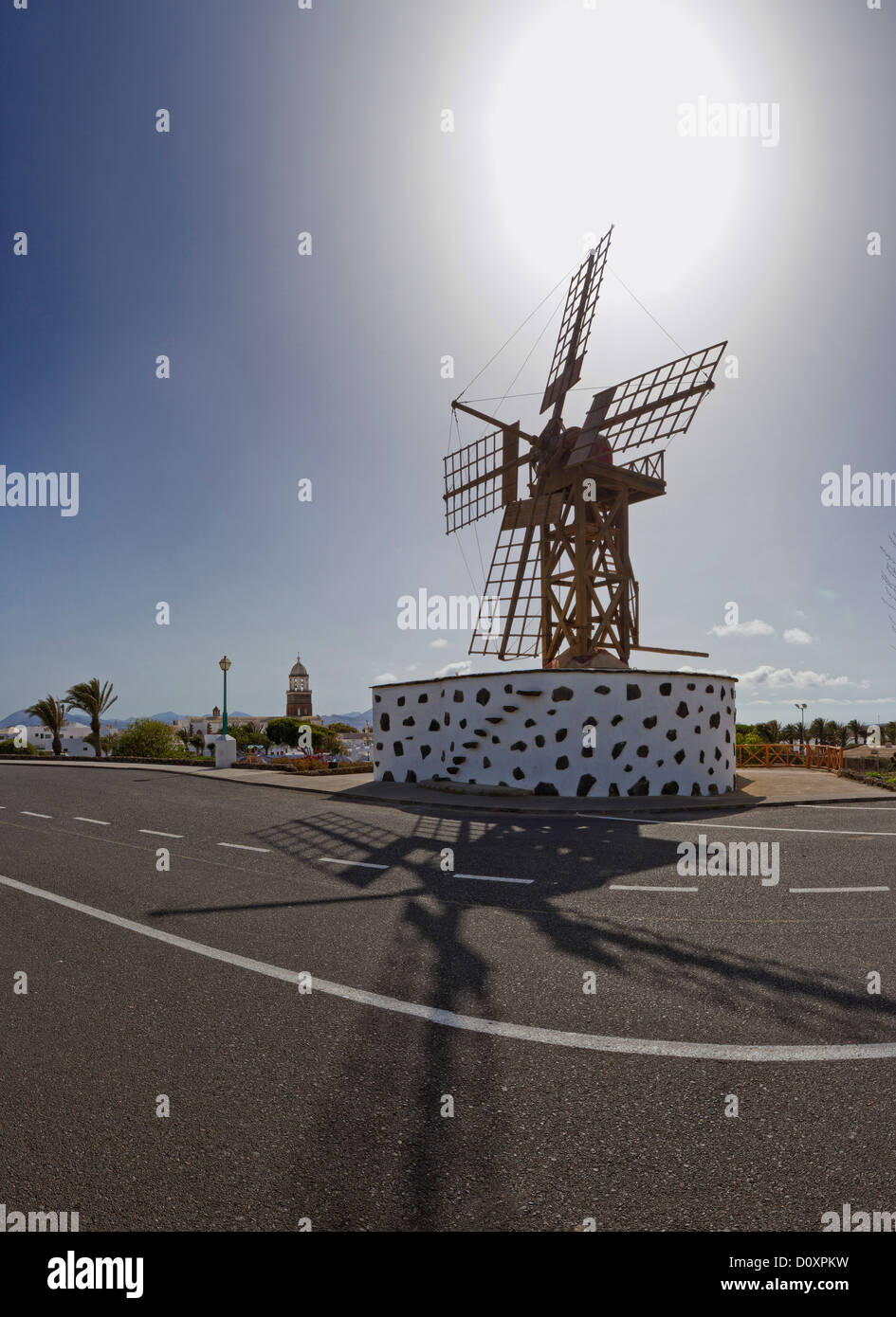 Spain, Lanzarote, Teguise, Skeleton, windmill, windmill, summer, Canary Islands, Stock Photo
