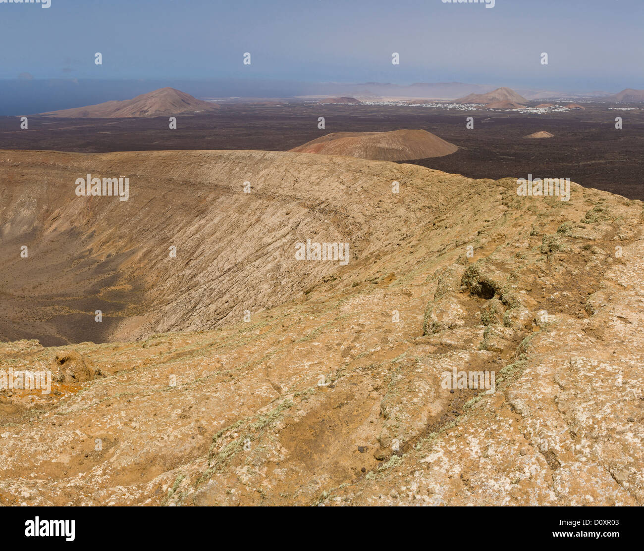 Spain, Lanzarote, Mancha Blanca, Caldera Blanca, landscape, summer, mountains, hills, Canary Islands, Stock Photo