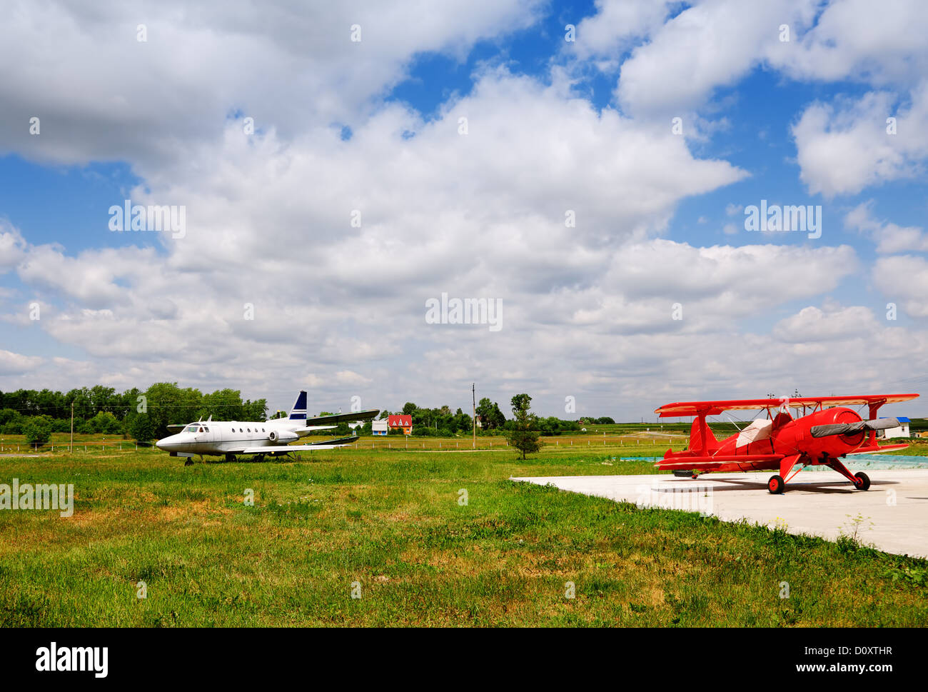 Jet and propeller aircrafts Stock Photo