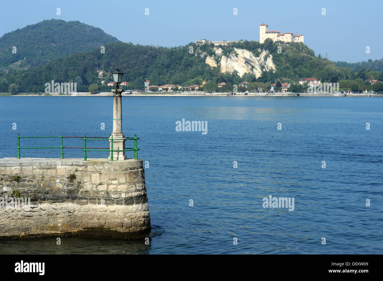 Italy, Europe, Angera, Varese, Lombardy, Rocca Boromea, fort, cliff, lake, Lago Maggiore, Stock Photo