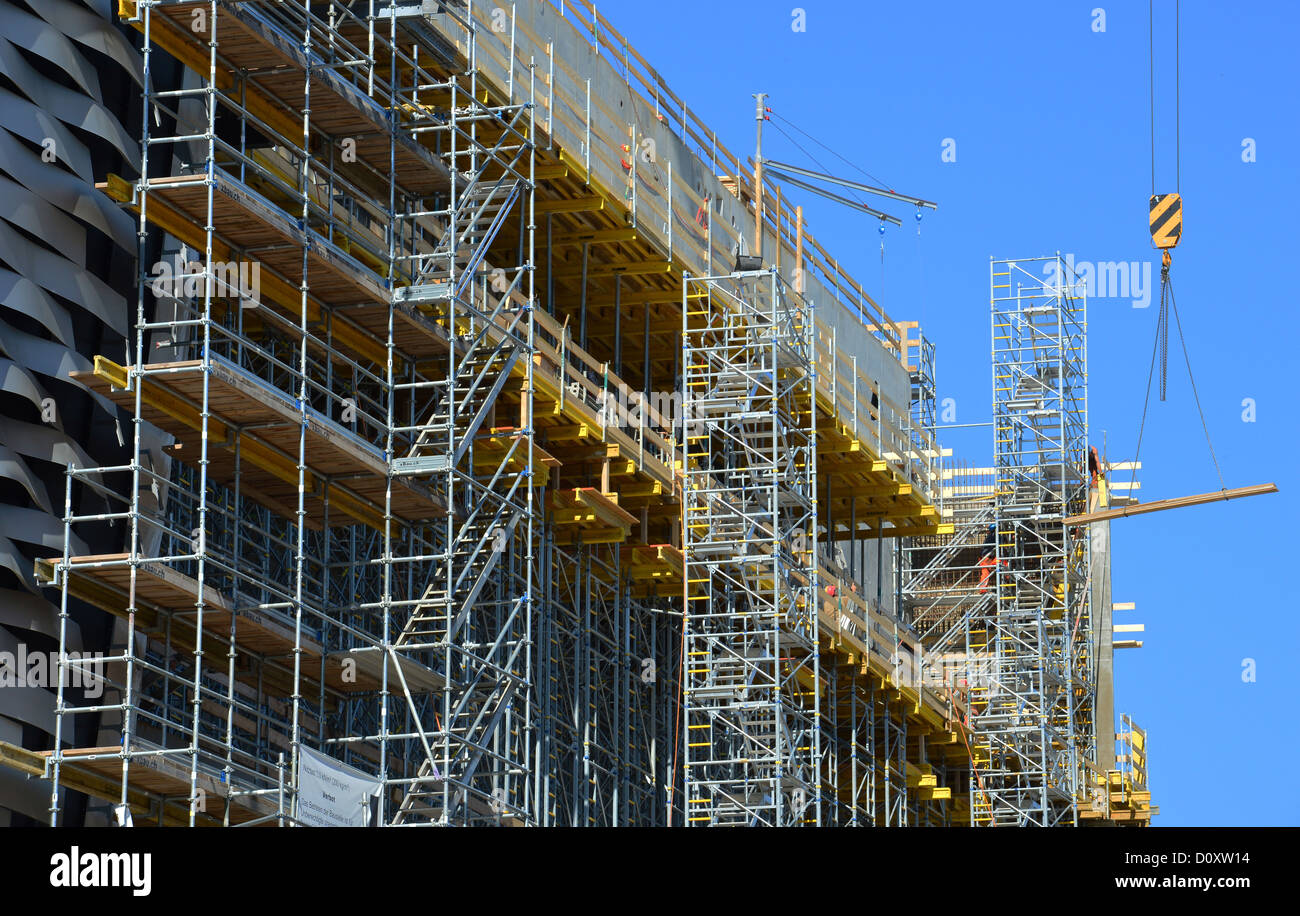 Basel, Switzerland, building site, big, construction, scaffolding, construction site, building industry Stock Photo