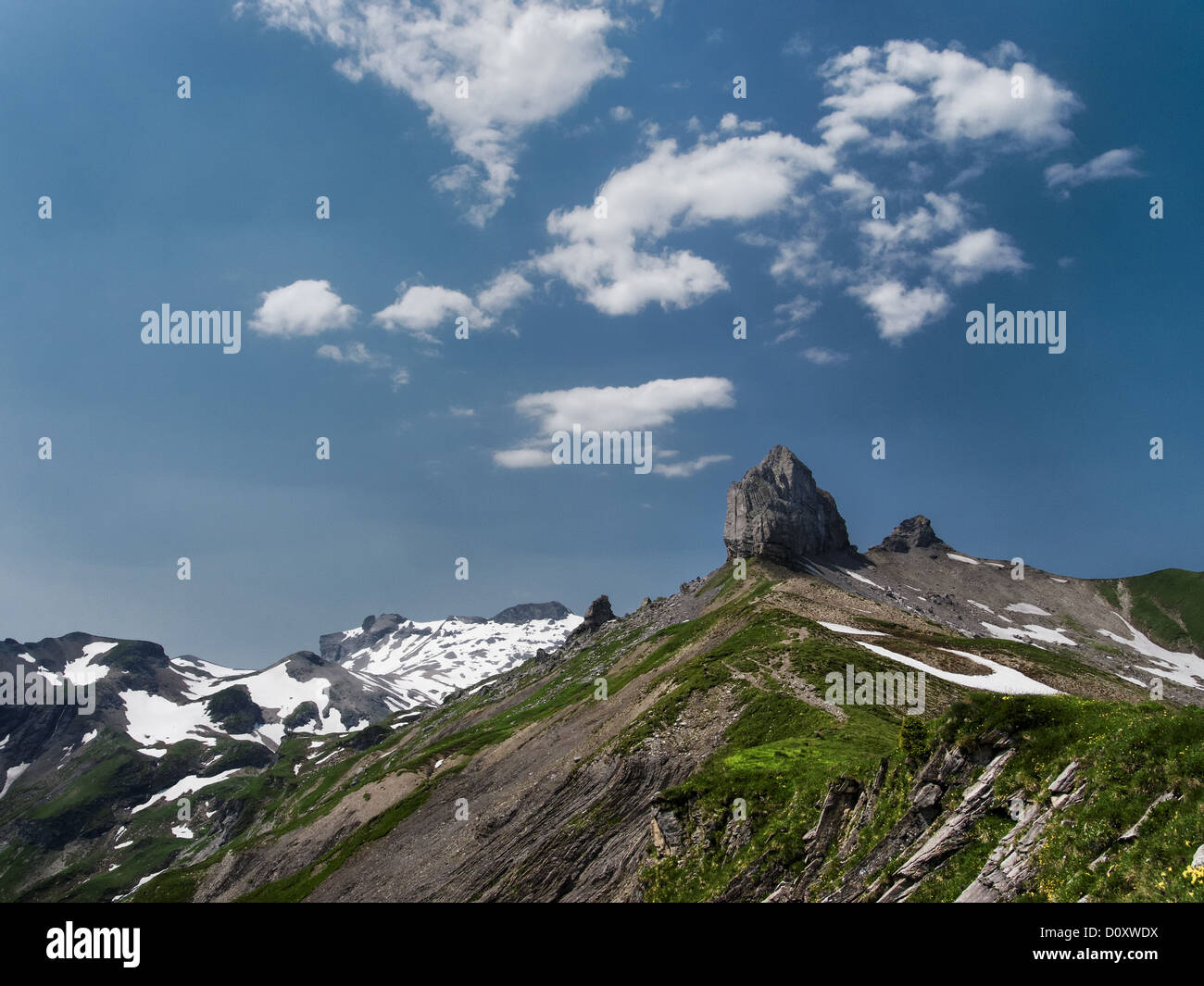 Alps, mountains, mountaintops, mountain landscape, Bernese Alps, Bernese Oberland, blue, mountains, summit, peak, sky, alpine, I Stock Photo