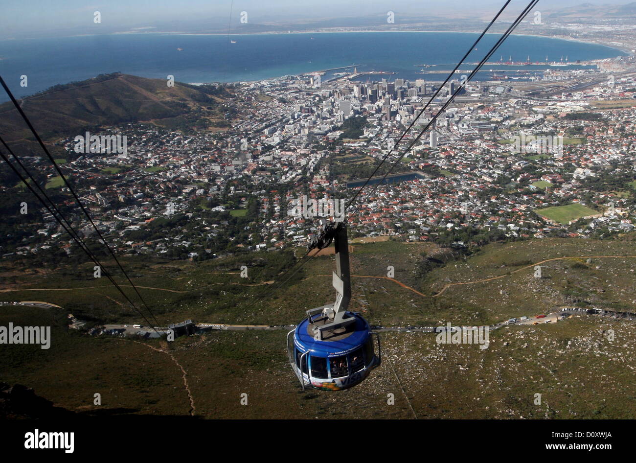 CAPE TOWN, SOUTH AFRICA: A view from the top of Table Mountain on November 29, 2012, in Cape Town, South Africa. Table Mountain is officially one of the New 7 Wonders of Nature. (Photo by Gallo Images / Sunday Times / Esa Alexander) Stock Photo