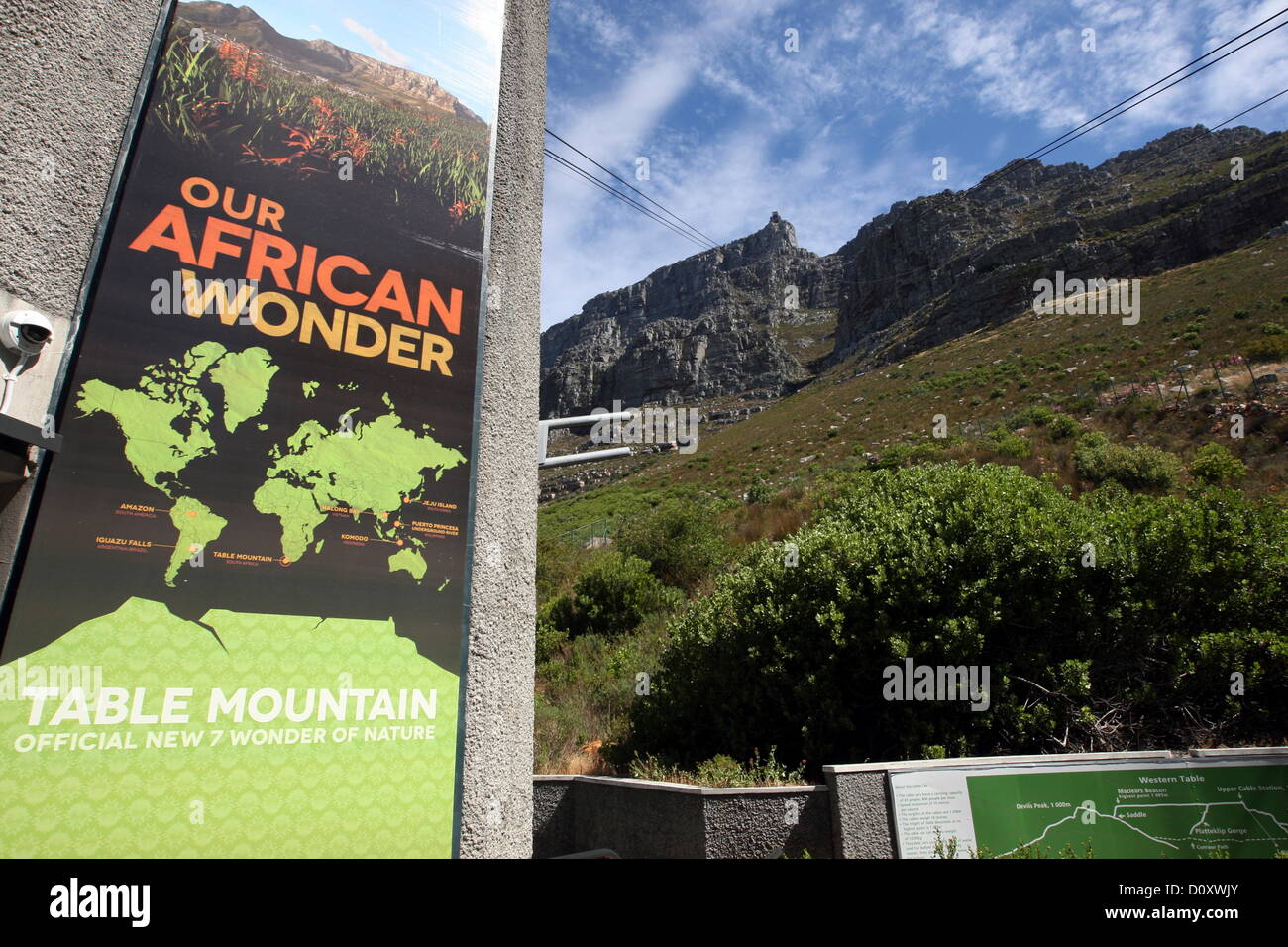 CAPE TOWN, SOUTH AFRICA: The cableway at Table Mountain on November 29, 2012, in Cape Town, South Africa. Table Mountain is officially one of the New 7 Wonders of Nature. (Photo by Gallo Images / Sunday Times / Esa Alexander) Stock Photo