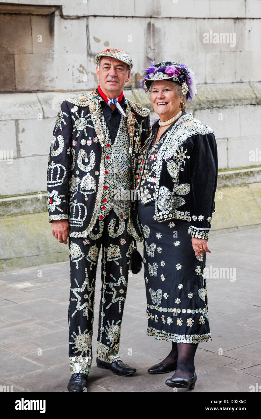 England, London, Pearly King and Pearly Queen Stock Photo
