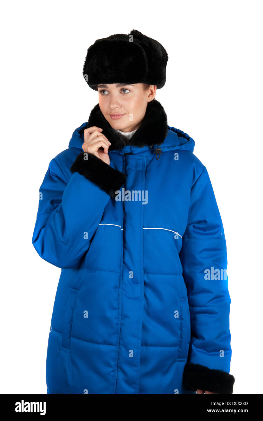 blue quilted coat Stock Photo Alamy