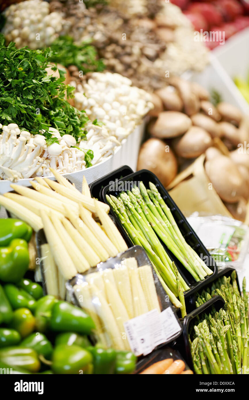 Vegetables on shop rack Stock Photo