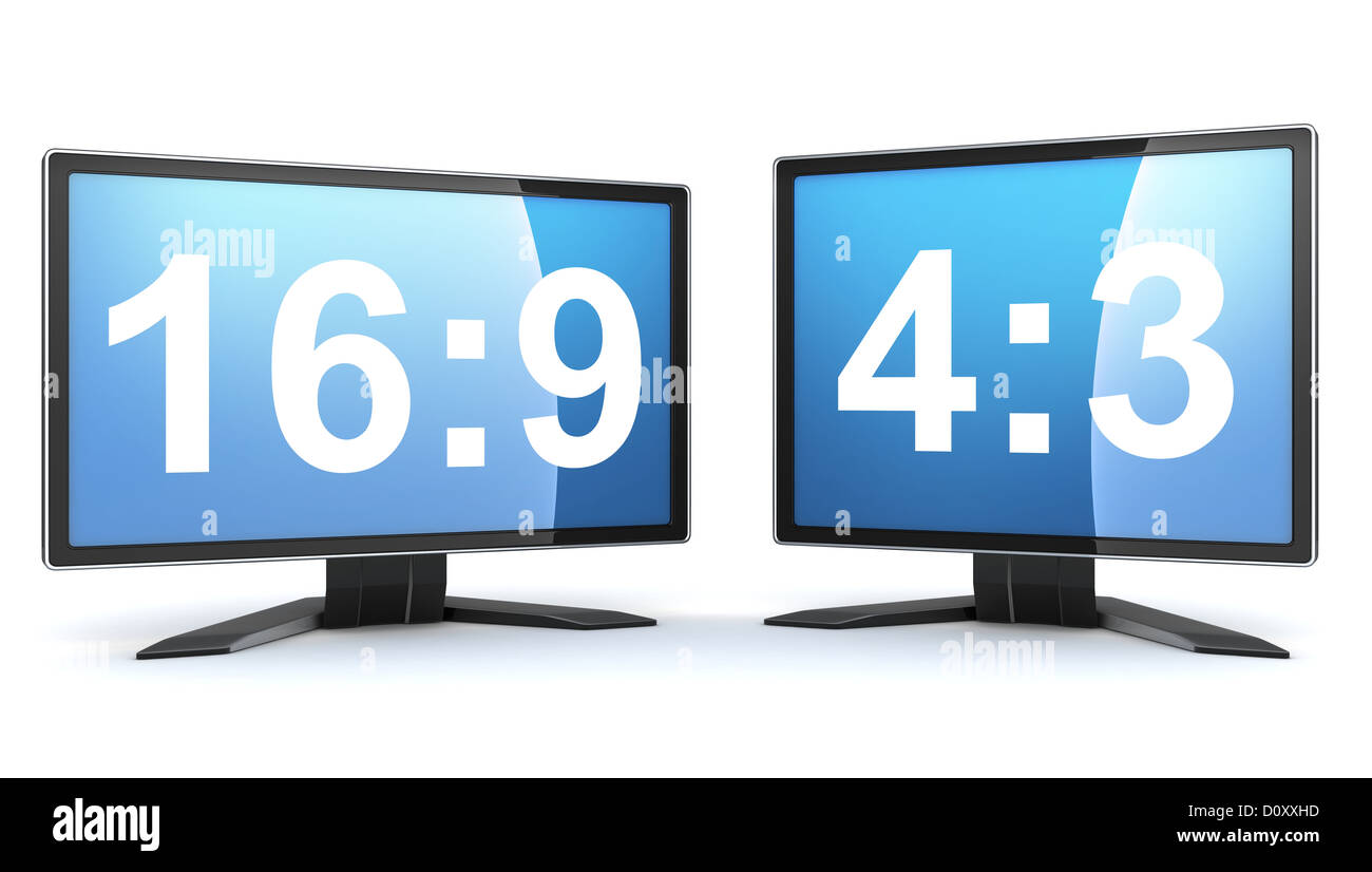 Two monitors 16:9 and 4:3 (done in 3d) Stock Photo