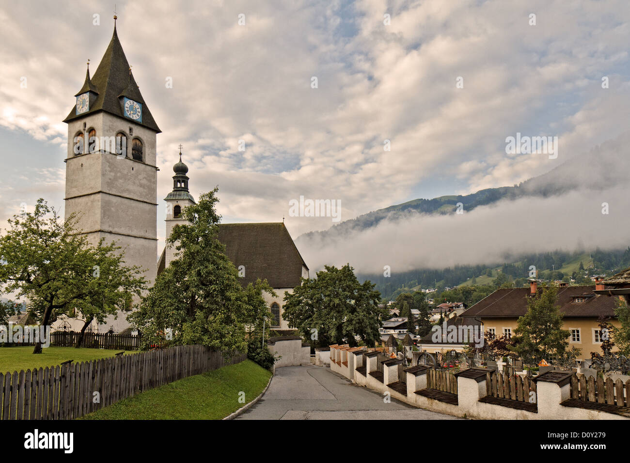 Austria Kitzbuhel Early Morning Mists Stock Photo
