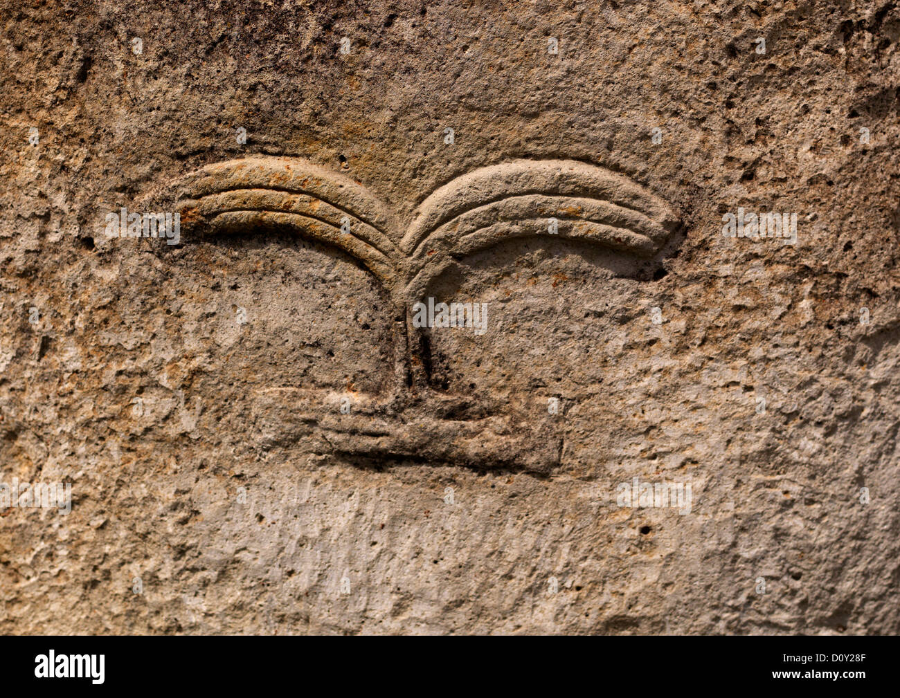 Carved Headrest On A Rock In Tiya, Unesco World Heritage Site, Tiya, Ethiopia Stock Photo