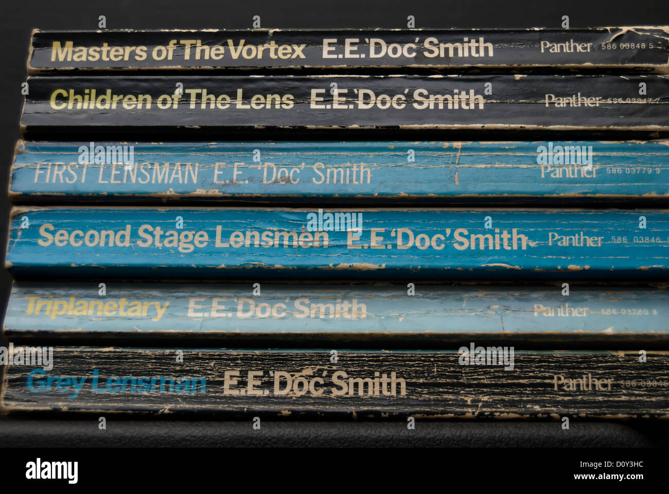 well thumbed paperbacks forming part of the lensman series by american science fiction author e.e. 'doc' smith Stock Photo